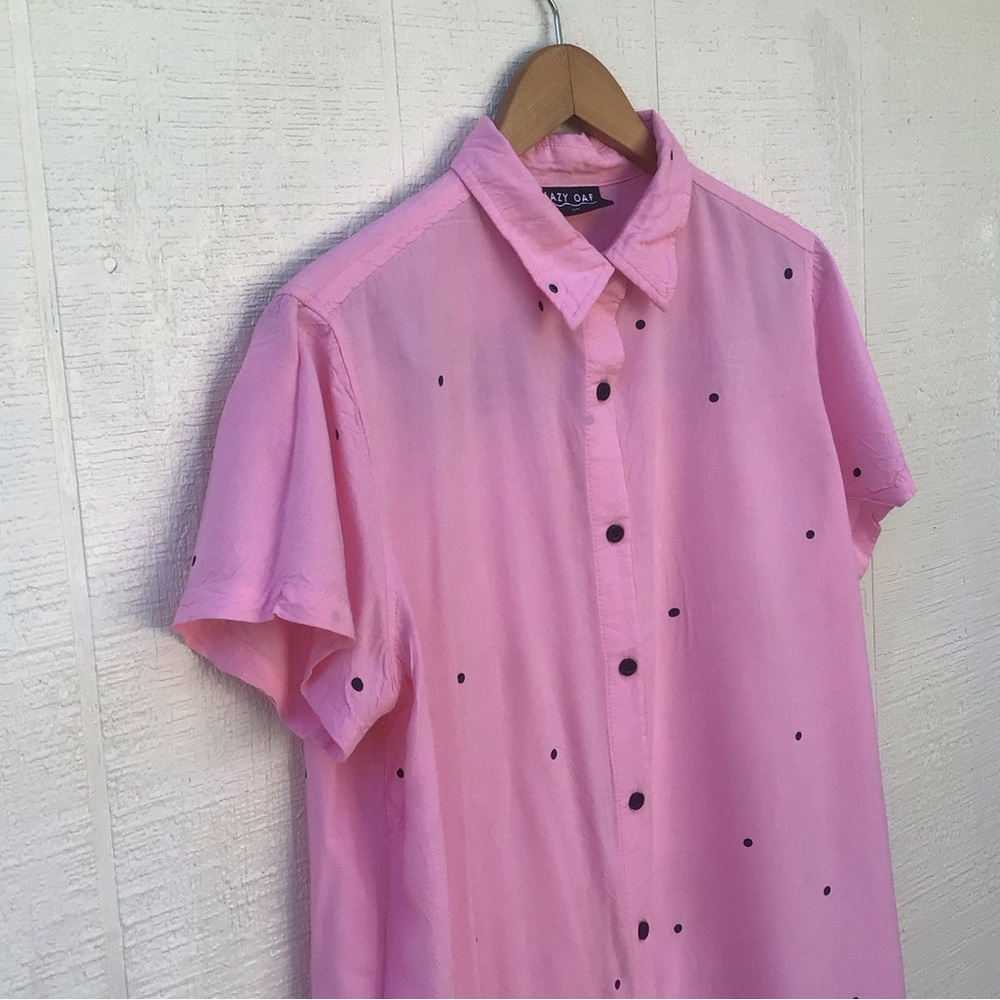Lazy Oaf Go Away pink polka dot button up shirt dress - Picture 11 of 16